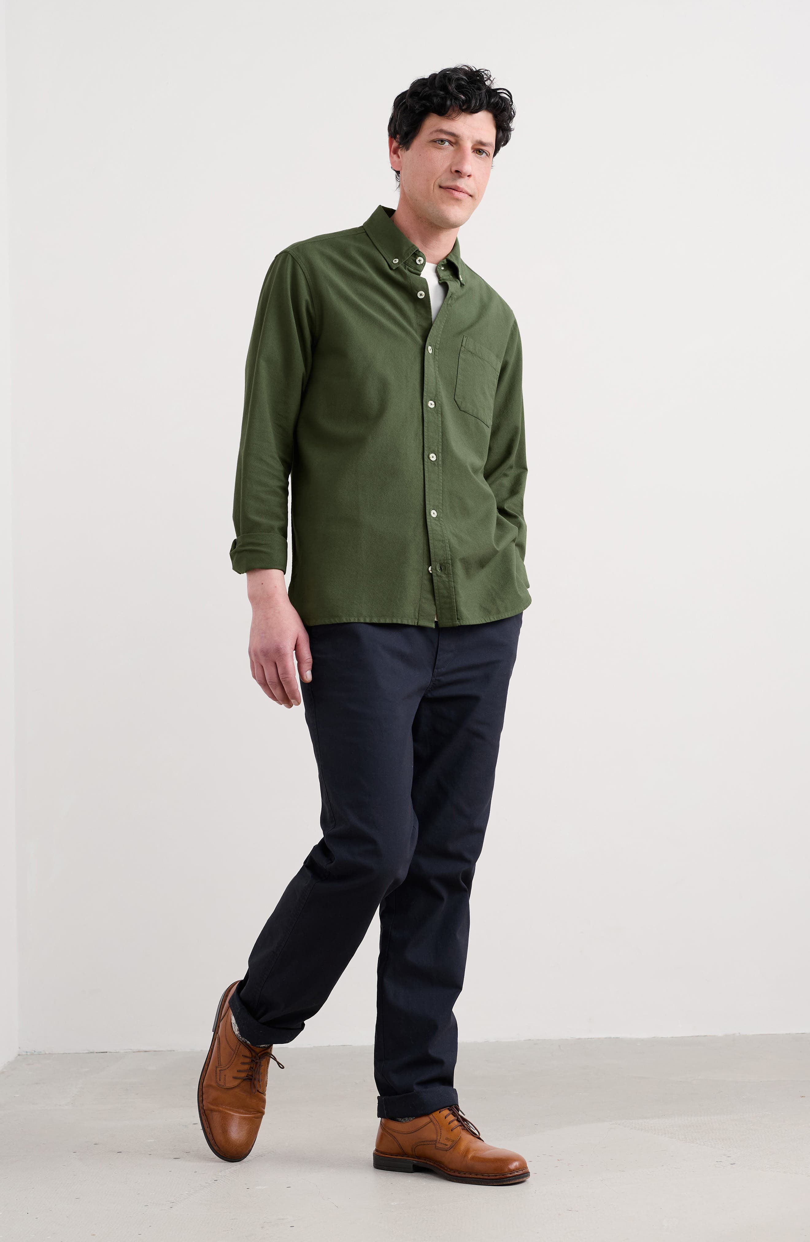 Janken Solid Organic Cotton Button-Down Oxford Shirt - image 2