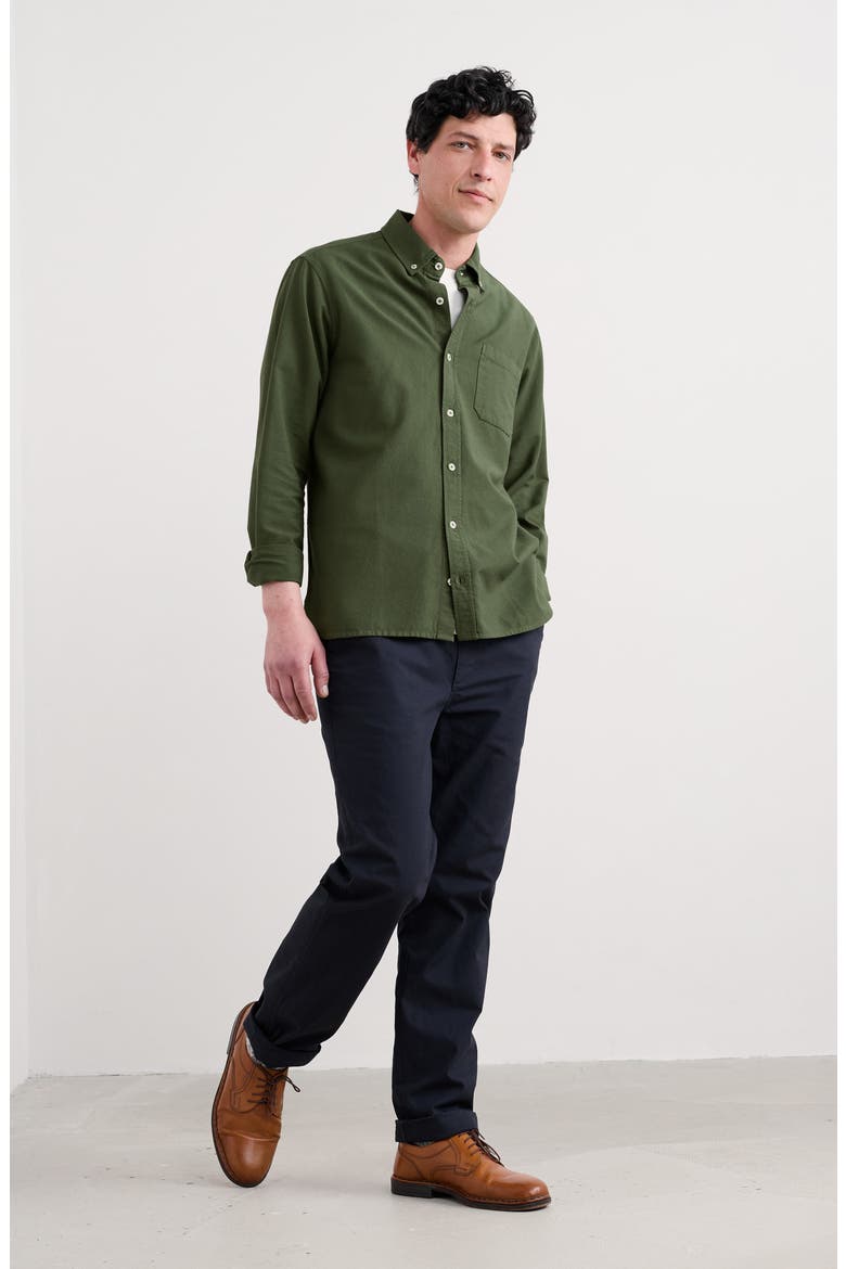 Janken Solid Organic Cotton Button-Down Oxford Shirt, Alternate, color, HOSTA