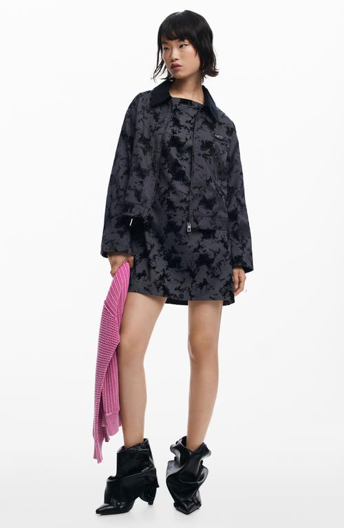 Desigual Short Flocked Trucker Jacket In Green