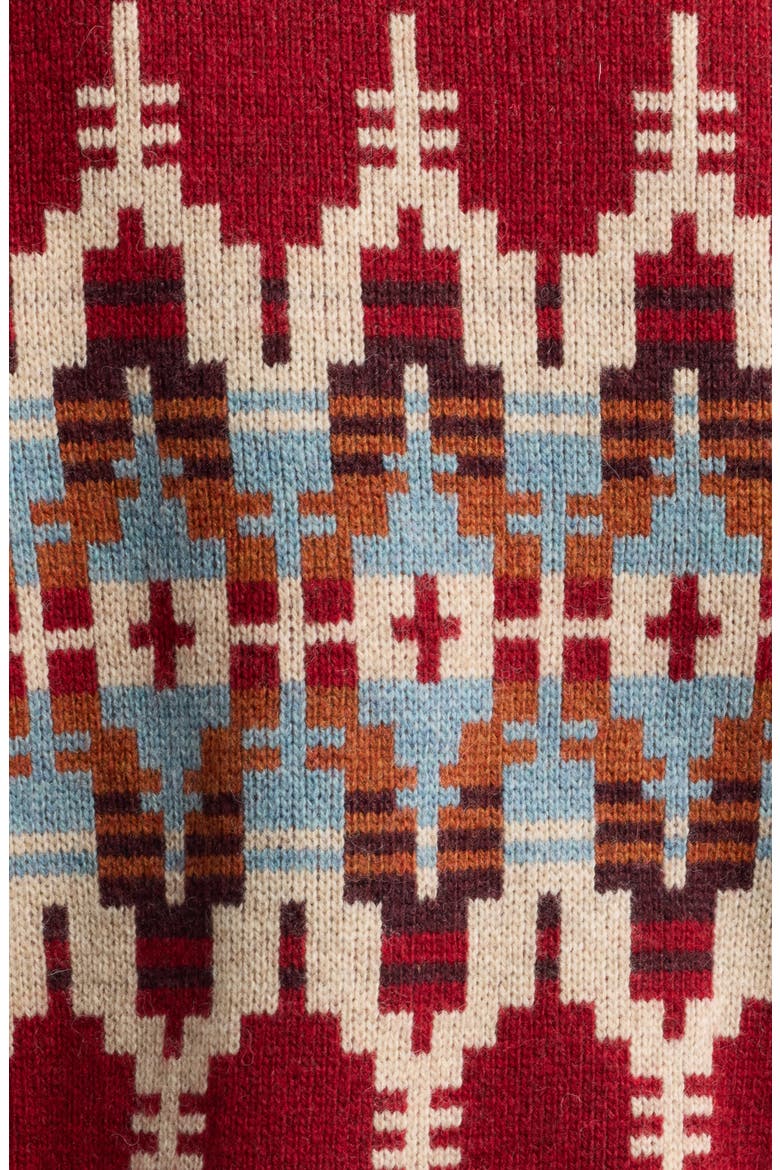Jacquard Zip-Up Cardigan, Alternate, color, CHILI RED MULTI