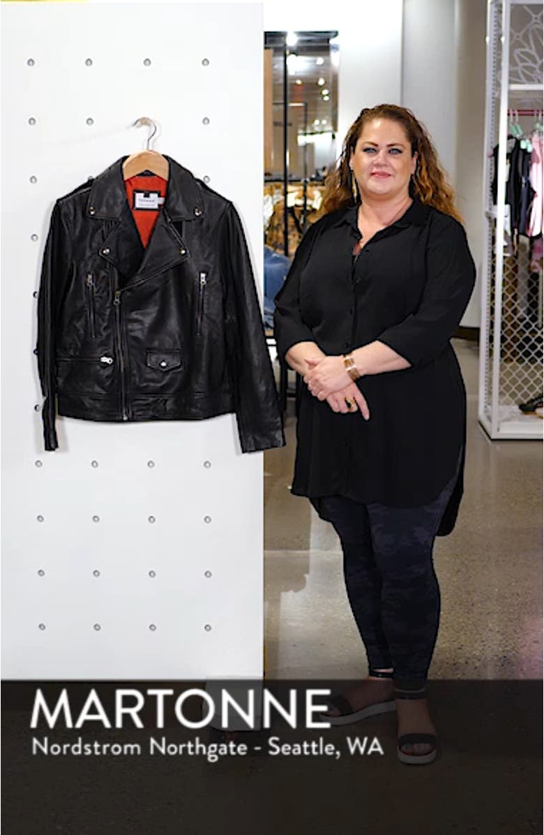 Classic Fit Leather Biker Jacket, sales video thumbnail
