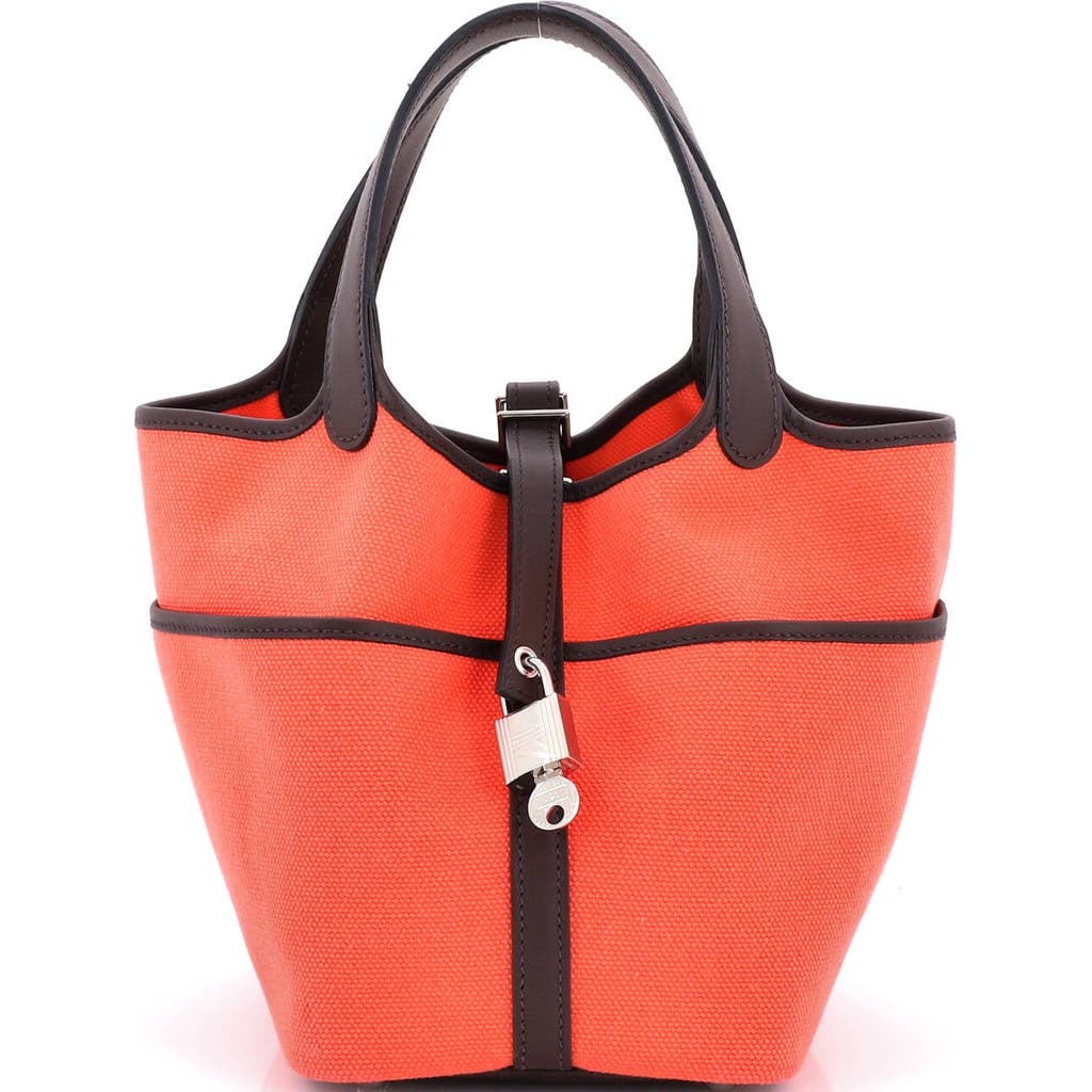 Pre-owned Hermes Hermes Cargo Picotin Lock Bag Canvas And Swift Pm In Orange