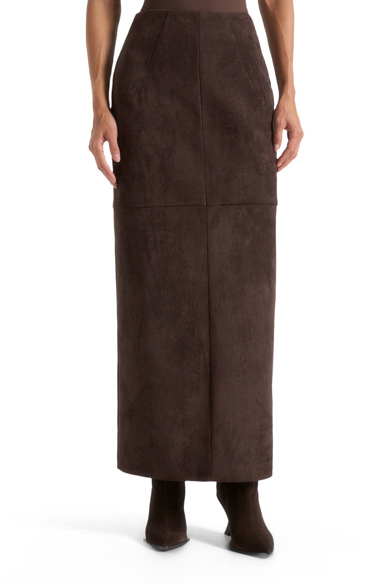 Celie Suede Maxi Skirt, Main, color, Brown