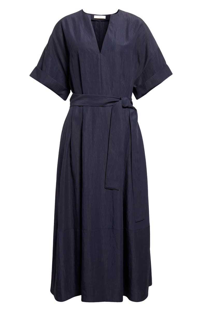 Vince Split Neck Stretch Cotton Dress, Alternate, color, 