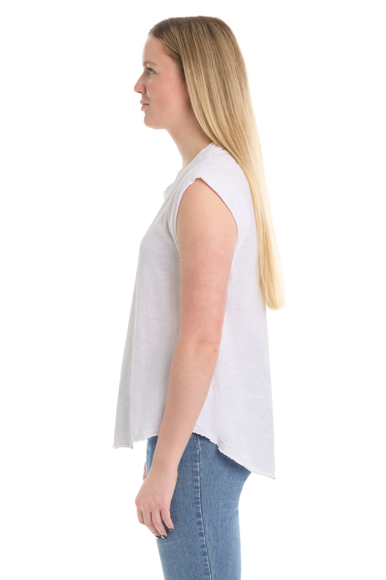 Ruched Shoulder Tee, Alternate, color, White