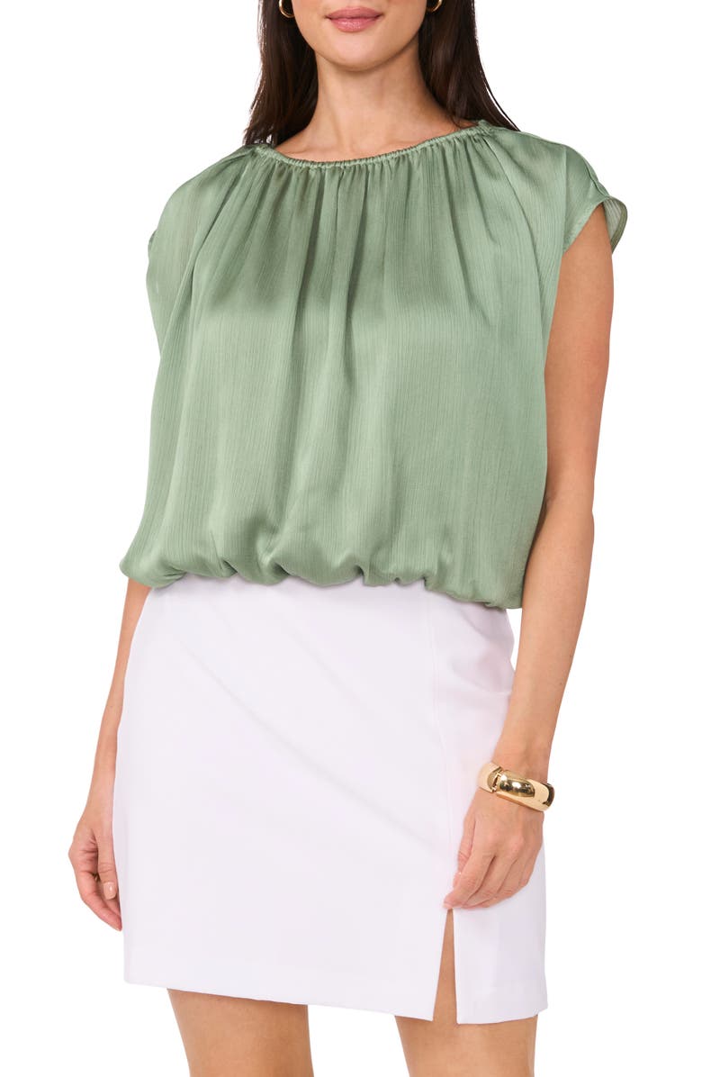 Vince Camuto Textured Satin Bubble Top, Main, color, Eucalyptus