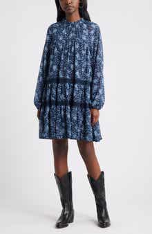 Treasure & Bond Floral Print Ruffle Long Sleeve Dress