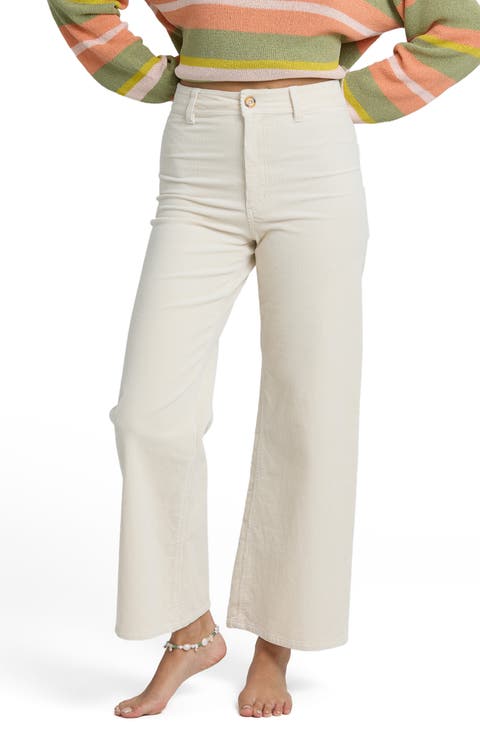 Free Fall Mid Rise Wide Leg Twill Pants