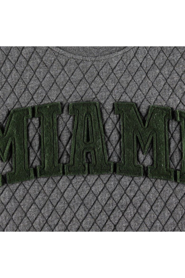 Women's Pressbox Heather Charcoal Miami Hurricanes Moose Quilted Pullover Sweatshirt, Alternate, color, Heather Charcoal
