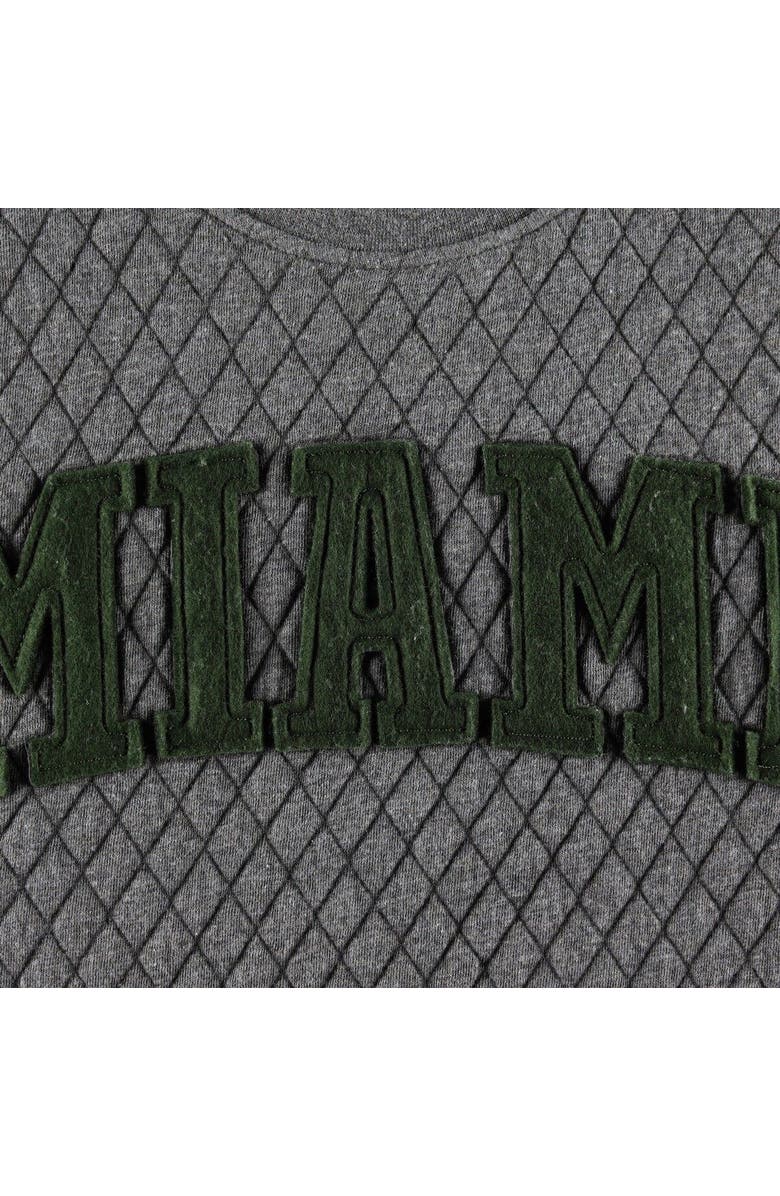 PRESSBOX Women's Pressbox Heather Charcoal Miami Hurricanes Moose Quilted Pullover Sweatshirt, Alternate, color, Heather Charcoal