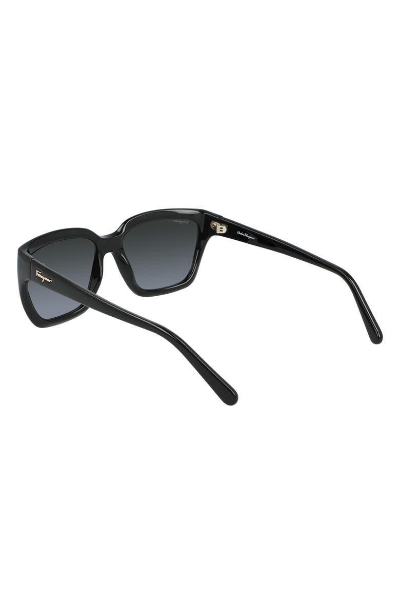 FERRAGAMO Salvatore Ferragamo Classic Logo 59mm Gradient Rectangle Sunglasses, Alternate, color, Black/ Black