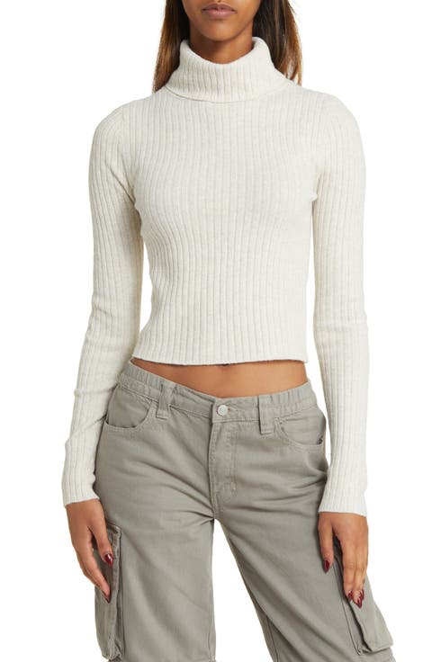 Rib Crop Turtleneck Sweater