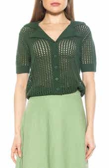 Alexia Admor Josi Crochet Button-Up Top