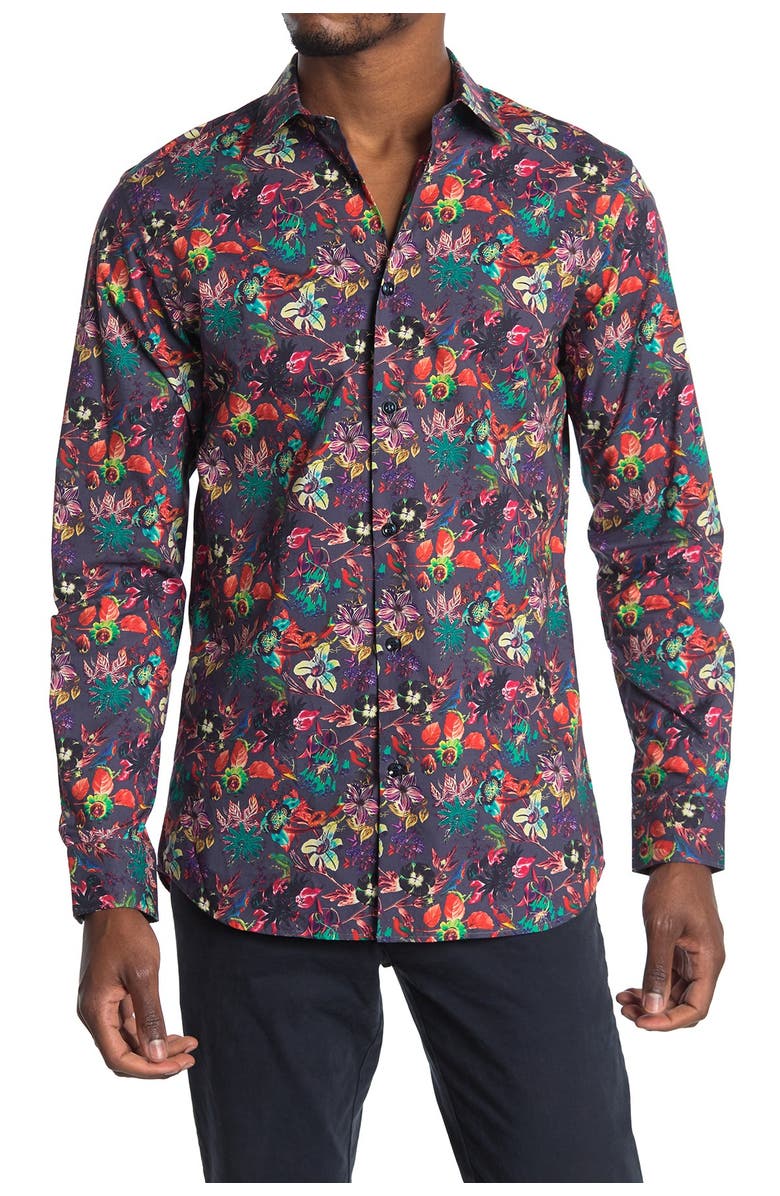 Selected Homme Slim Fit Allover Print Shirt, Main, color,
