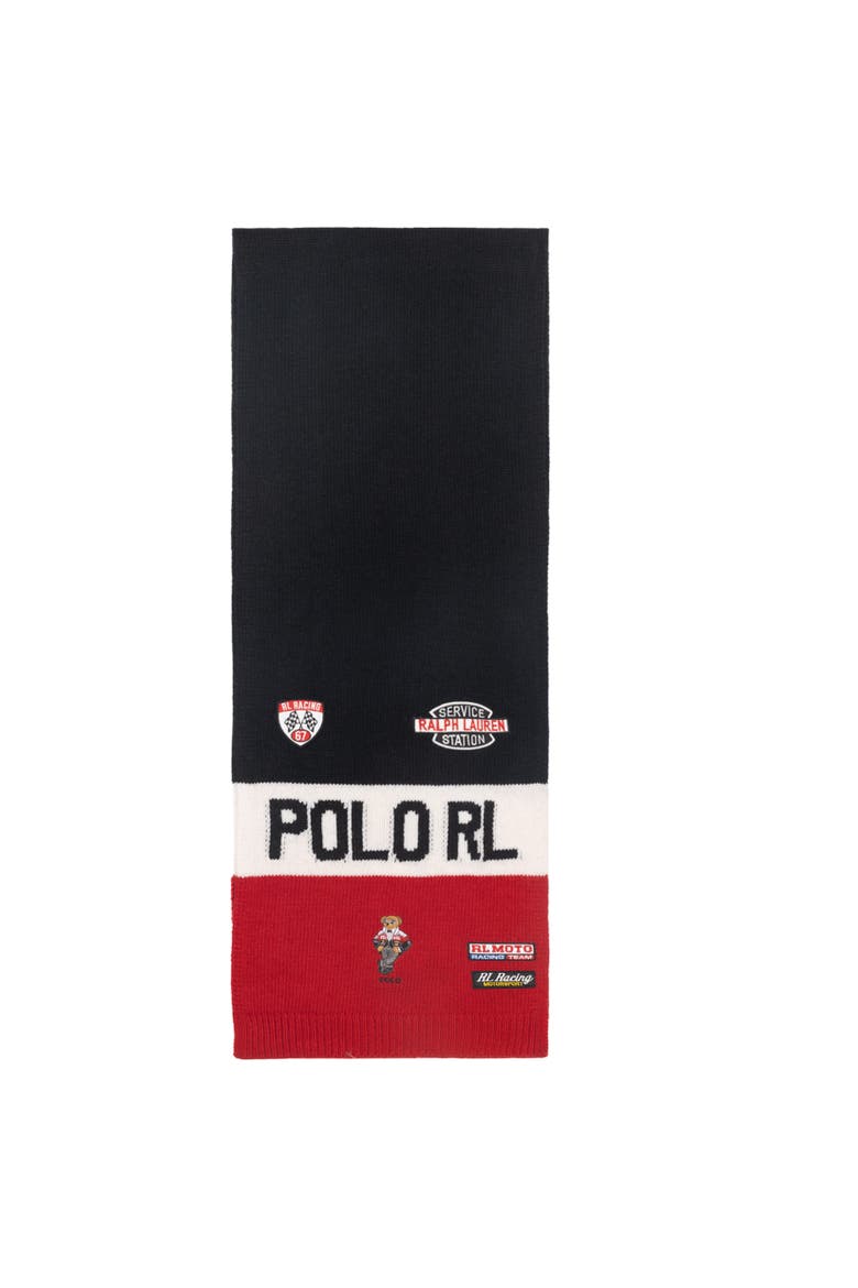 Racing Bear Scarf, Alternate, color, Polo Black