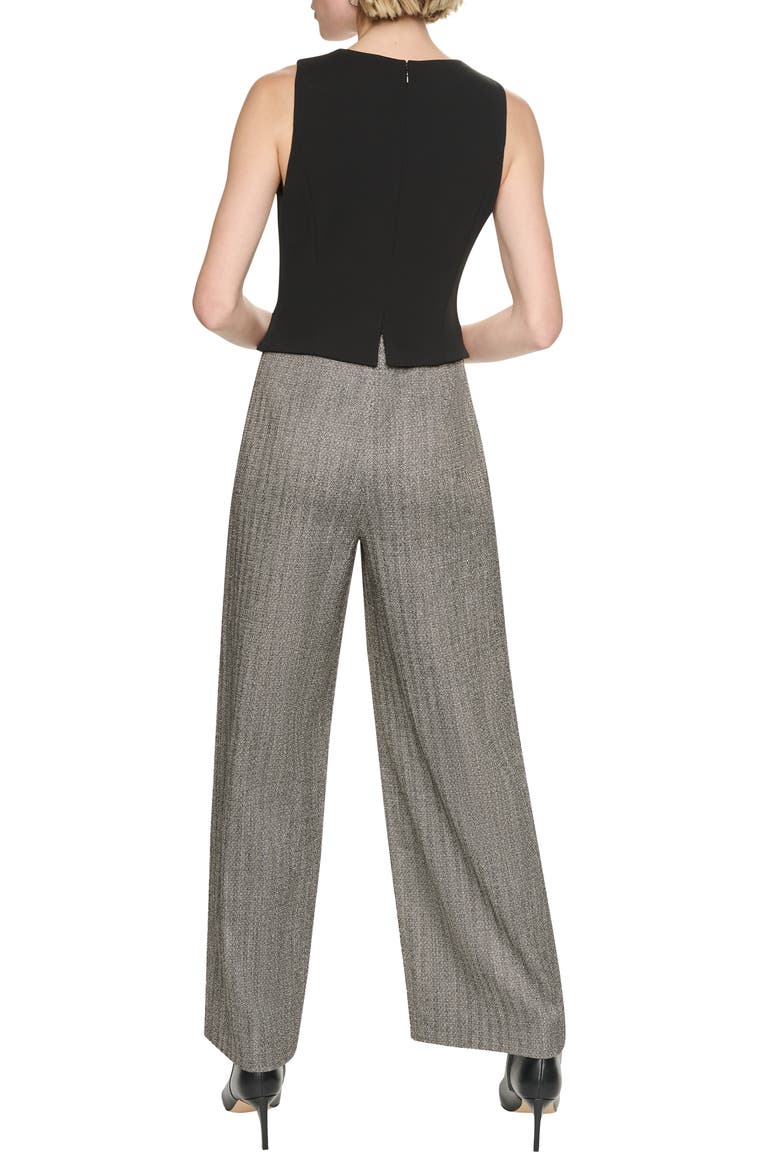Mixed Media Jumpsuit, Alternate, color, BLACK/ IVORY