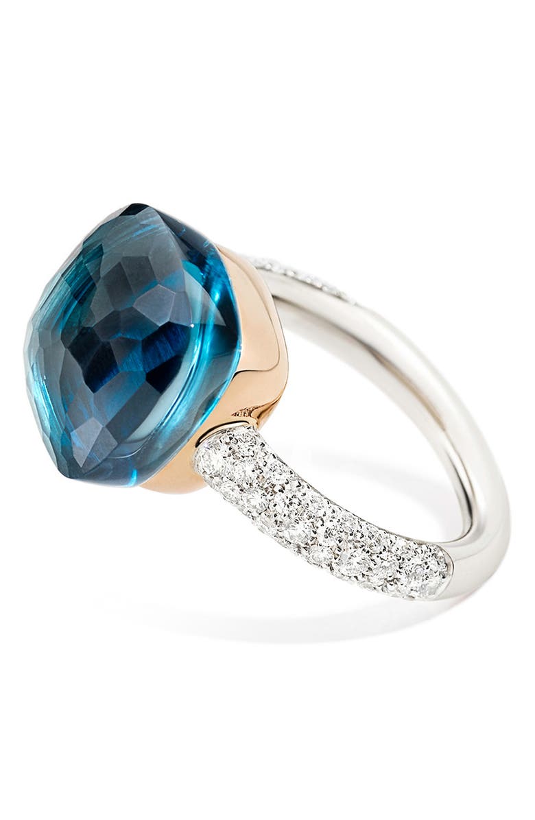 Pomellato Nudo Maxi Ring, Alternate, color, White/ Rose Gold/ Blue Topaz