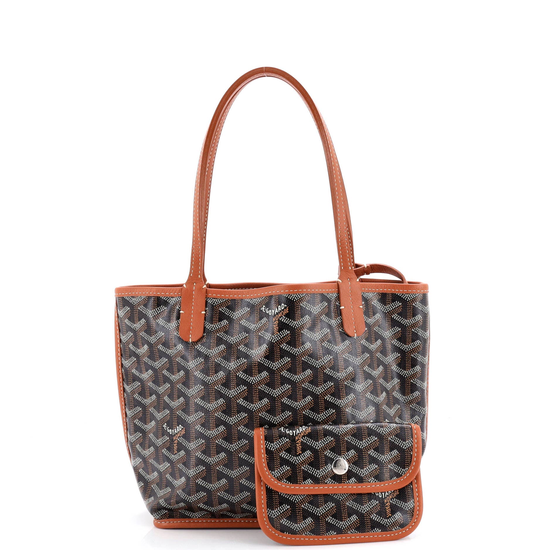 Pre-Owned Goyard Anjou Reversible Tote Coated Canvas Mini, Alternate, color, Brown