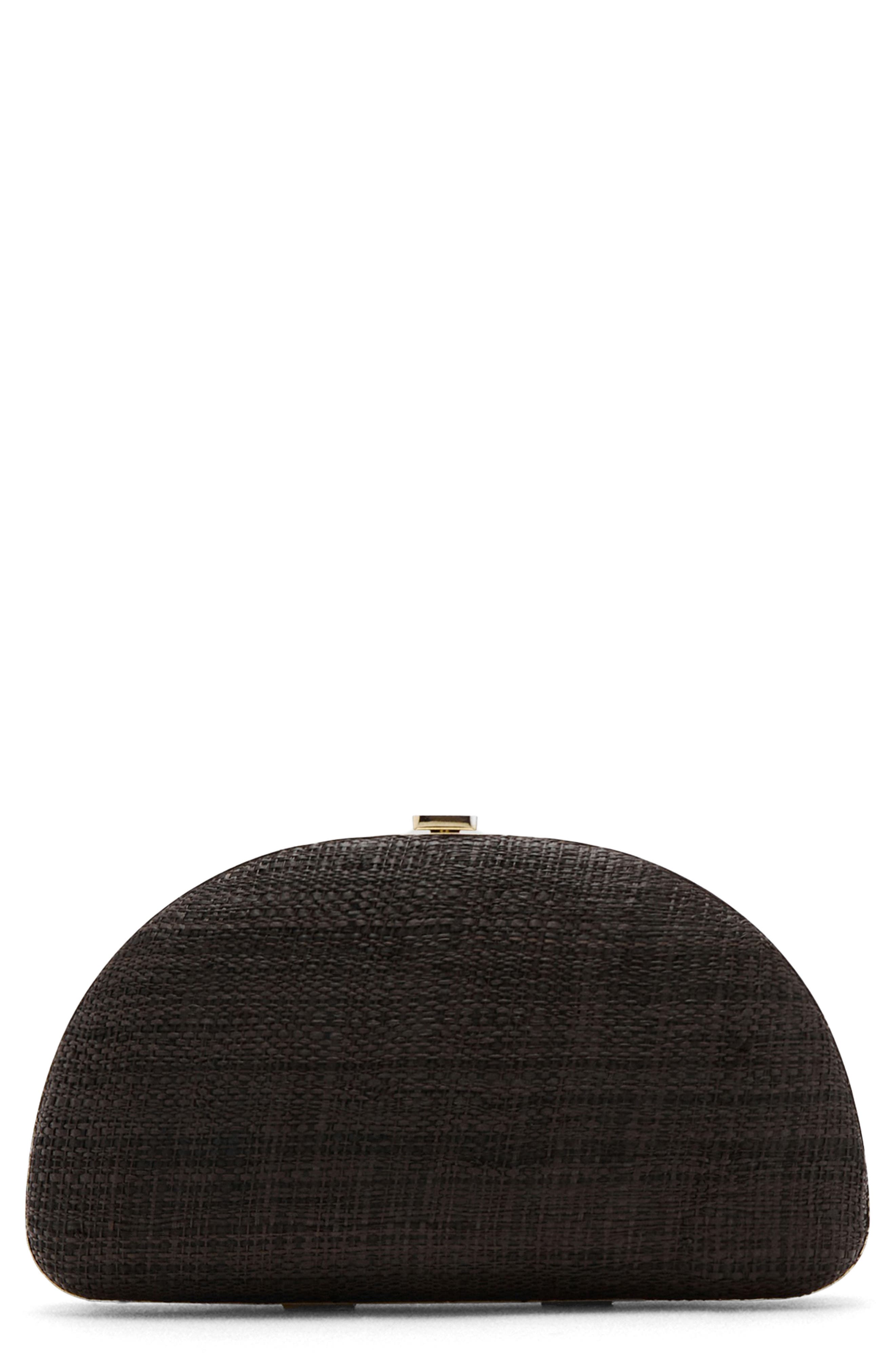 MANGO Natural Fiber Clutch, Main, color, Chocolate