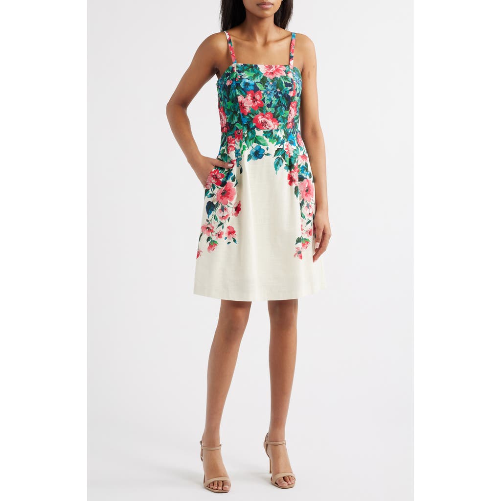 Tahari Asl Placed Floral Dress