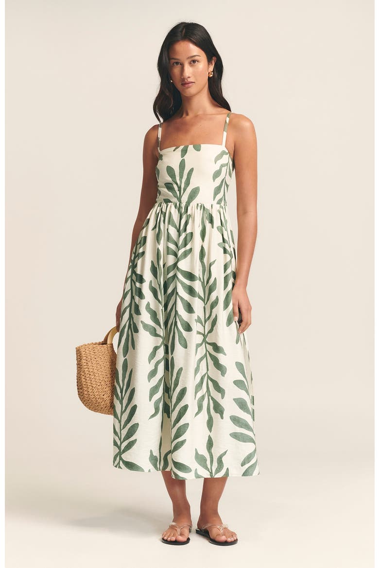 Lanah Midi Dress, Alternate, color, Sage Green Leaf
