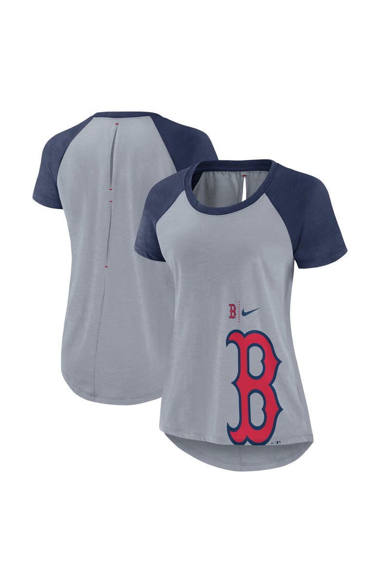 Nike Women's Nike Heather Gray Boston Red Sox Summer Breeze Raglan Fashion T-Shirt, Main, color, 