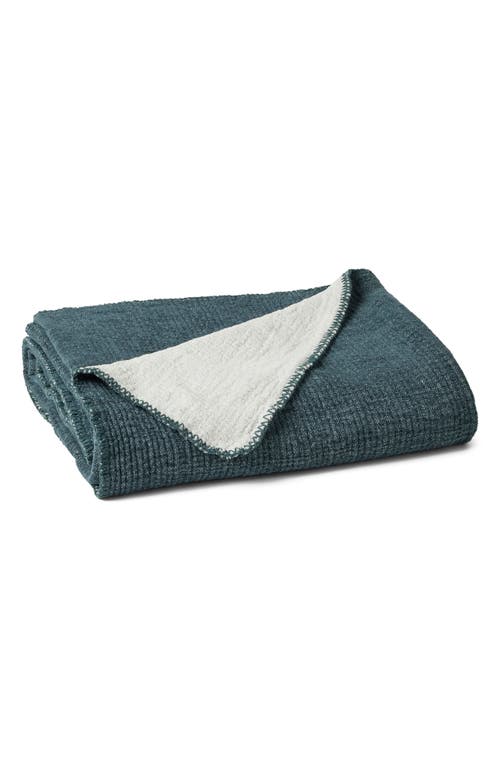 Coyuchi Cozy Organic Cotton Throw Blanket In Blue