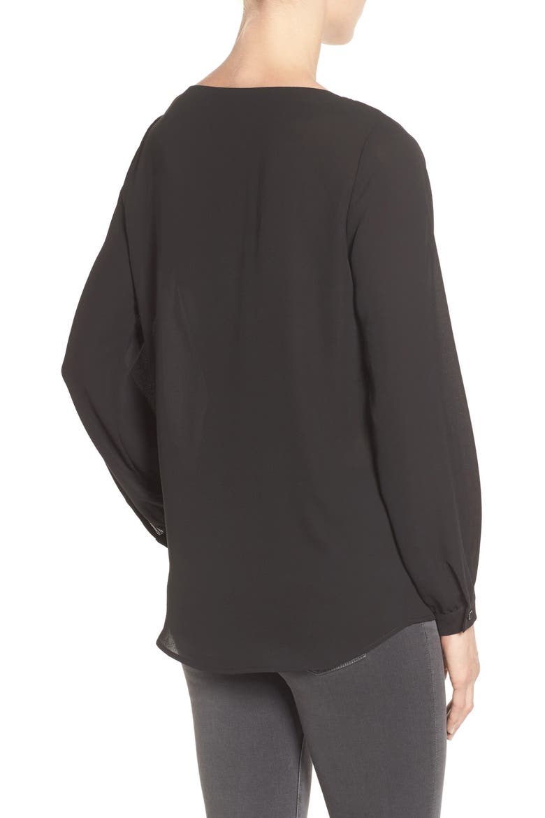 Bateau Neck Long Sleeve Blouse, Alternate, color, BLACK
