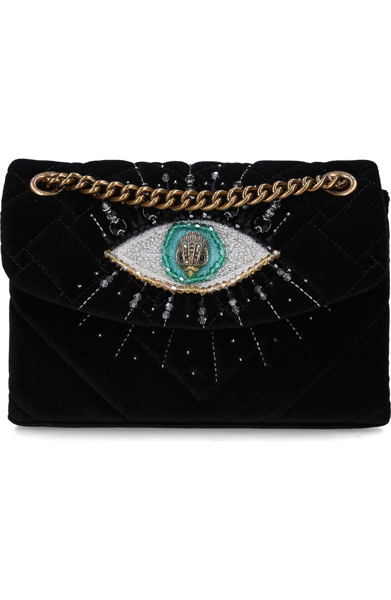 Kurt Geiger London Mini Kensington Eye Quilted Velvet Crossbody Bag, Main, color,