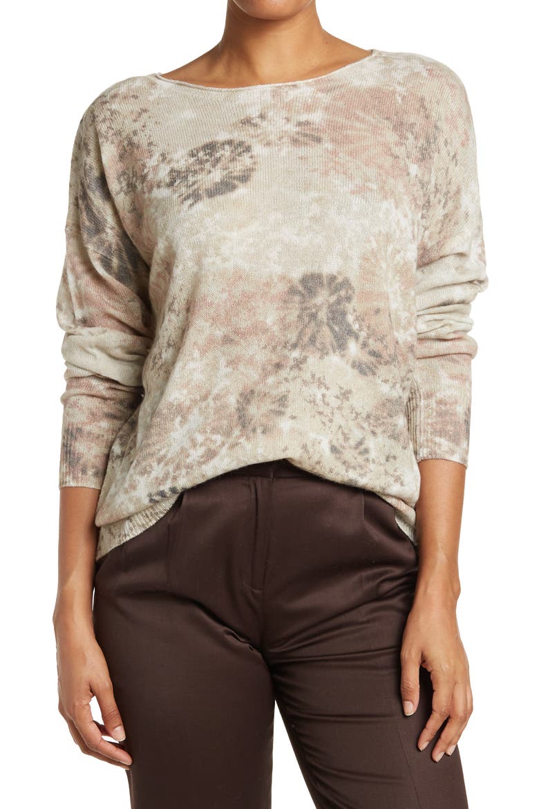 Haven Tie Dye Cashmere Pullover Sweater, Main, color, NOUGAT MULTI
