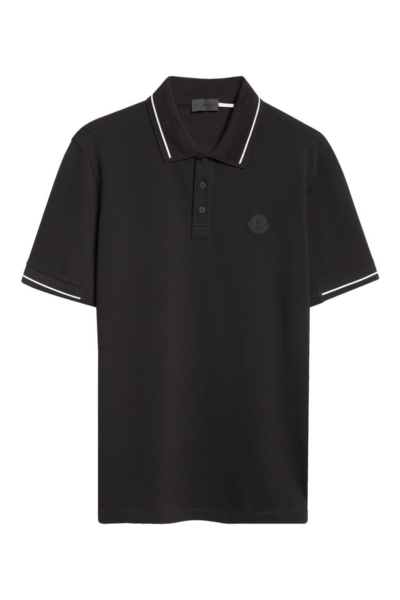 Tipped Cotton Piqué Polo, Alternate, color, BLACK