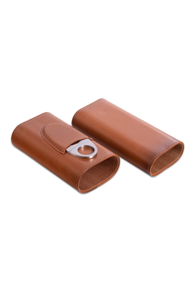 Richie Cigar Case & Cutter Set, Main, color, BROWN
