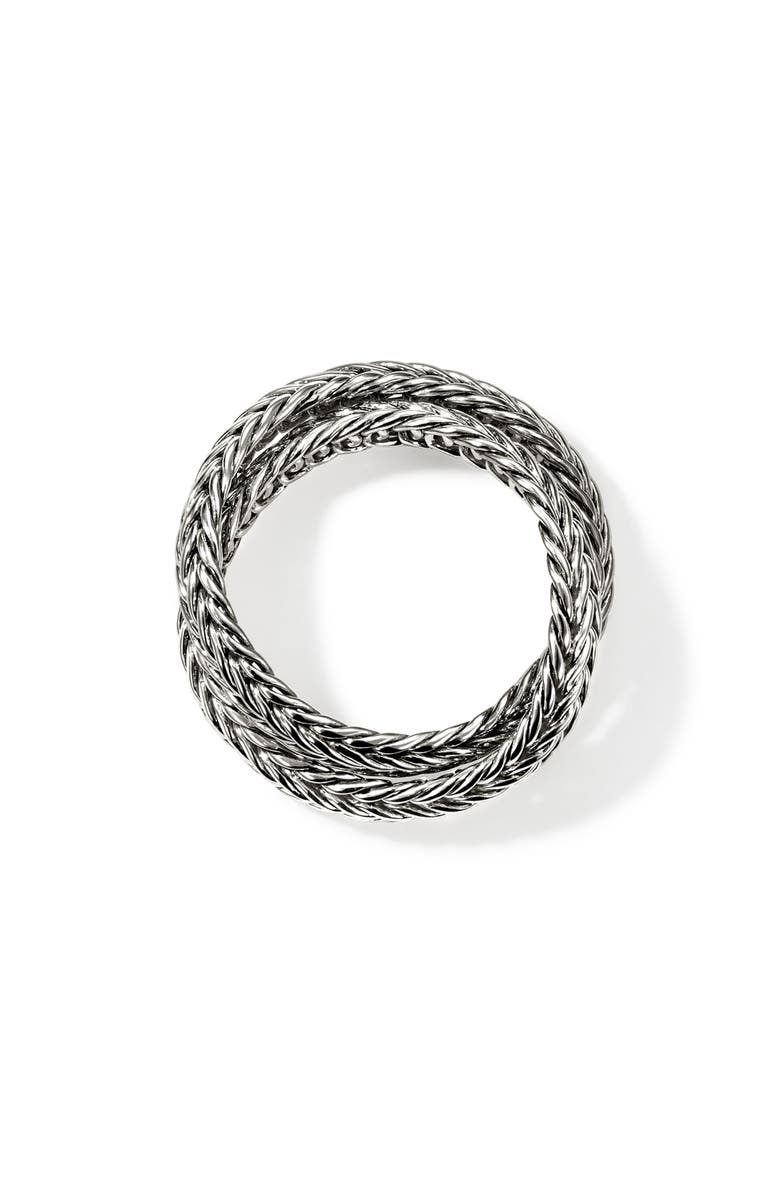 John Hardy Kami Chain Crossover Ring, Gold, 4.5mm, Alternate, color, Silver