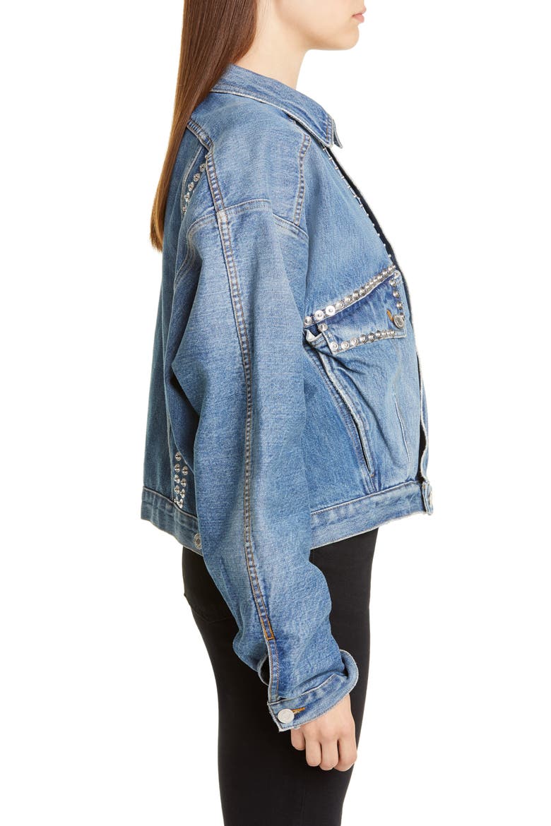 Displaced Denim Jacket, Alternate, color, INDIGO