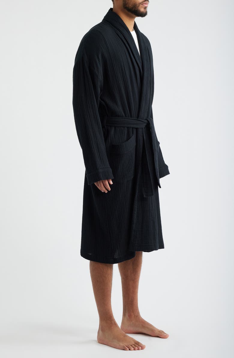 Majestic International Seaside Cotton Crepe Shawl Collar Robe, Alternate, color, Black