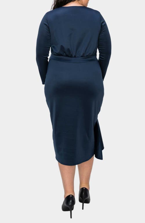 L I V D Alexandra Ruffle Bracelet Sleeve Body-con Dress In Navy