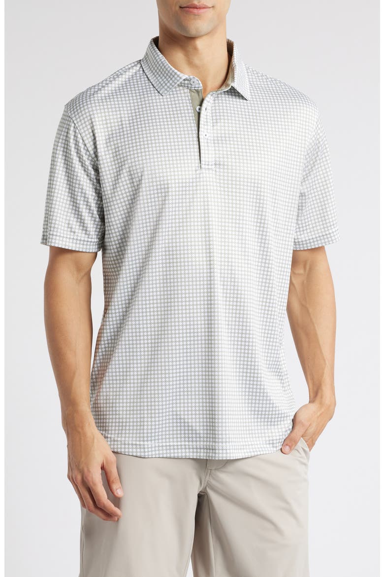 Tanner Geo Print Performance Golf Polo, Main, color, OLIVE