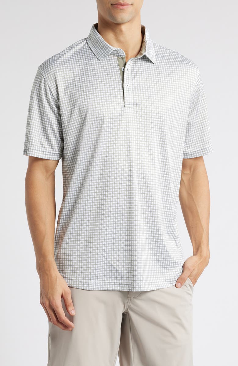 Swannies Tanner Geo Print Performance Golf Polo, Main, color, Olive