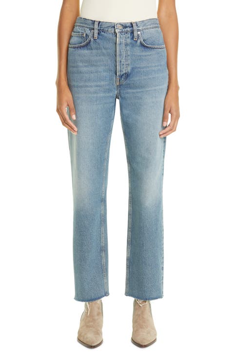 Raw Hem Straight Leg Jeans