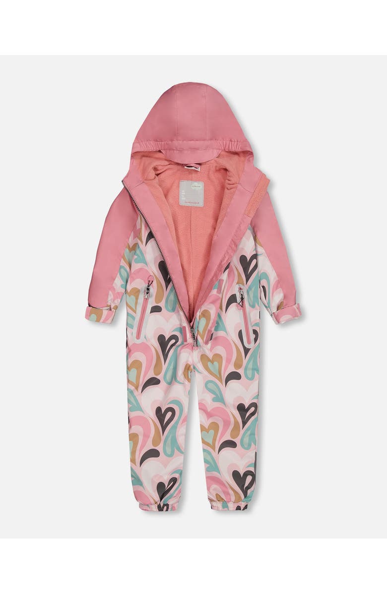 Deux par Deux Kids Unisex Printed Mid-Season One-Piece Outerwear Light Pink With Hearts, Alternate, color,