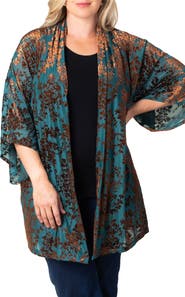 Kiyonna Dahlia Burnout Velvet Cardigan