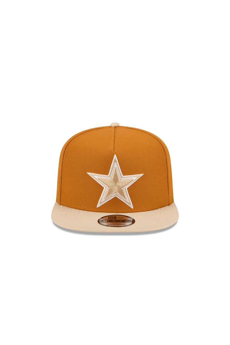 Men's New Era Brown/Light Beige Dallas Cowboys Two-Tone Color Pack A-Frame 9FIFTY Snapback Hat, Alternate, color, Brown