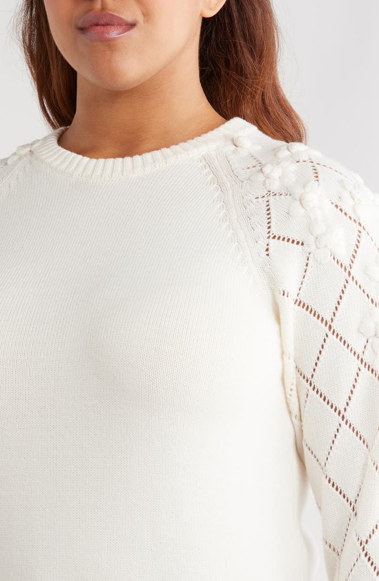 Anne Klein Floral Embellished Crewneck Sweater, Alternate, color,