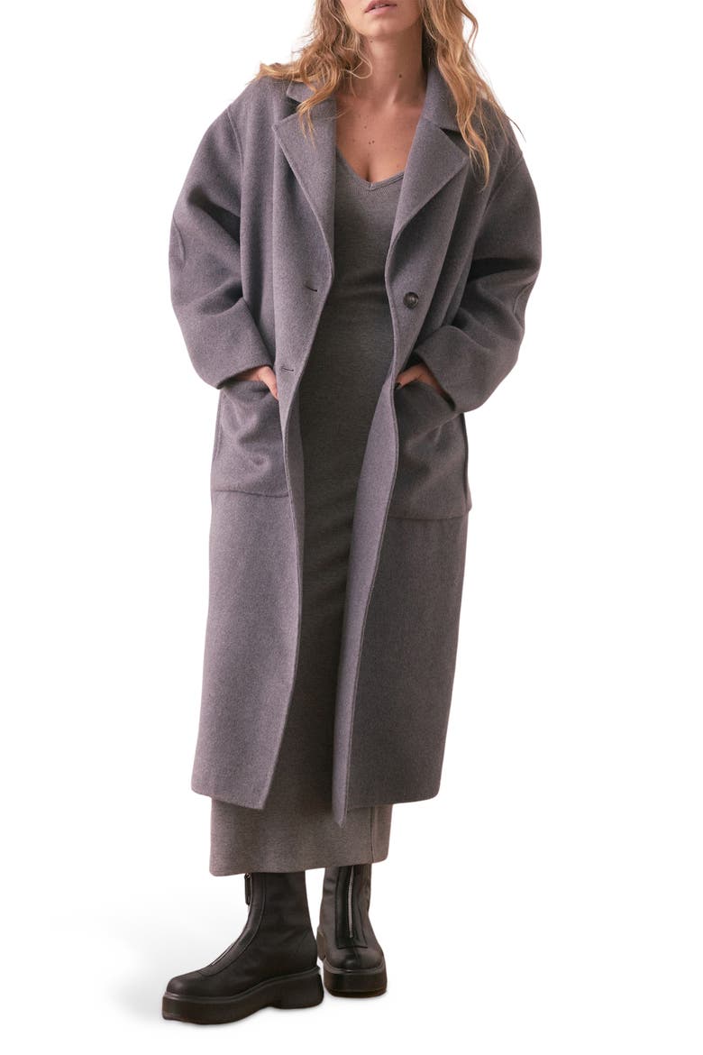Colette Oversize Double Face Longline Coat, Main, color, GREY HEATHER
