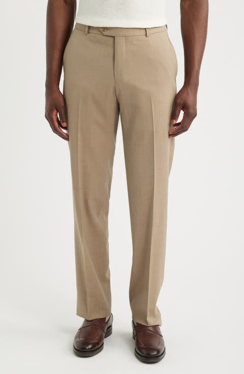 Lightweight Flat Front Mesh Weave Wool Dress Pants