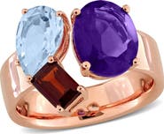 Julianna B. Gemstone 3-Stone Open Ring Rose-Plated Silver