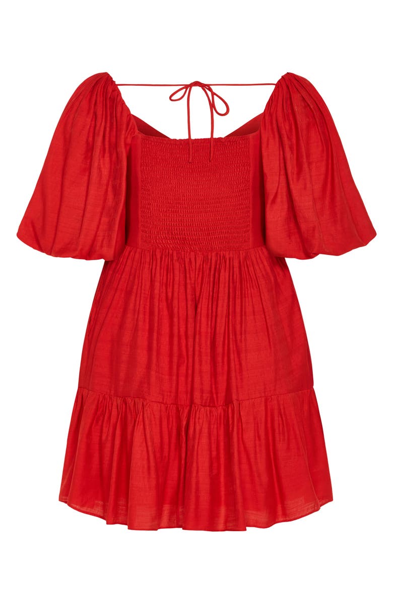 City Chic Mindy Puff Sleeve Dress, Alternate, color, Red