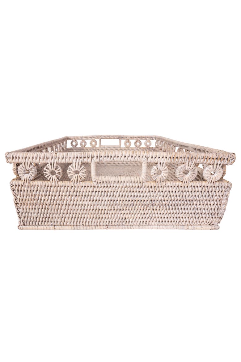 Inna Rattan Rectangle Basket with Cutout Handles, Alternate, color, White Wash