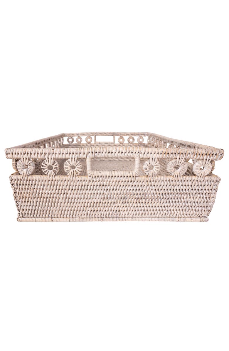 Artifacts Trading Company<sup>™</sup> Artifacts Rattan Inna Design Rectangle Basket with Cutout Handles, Alternate, color, White Wash