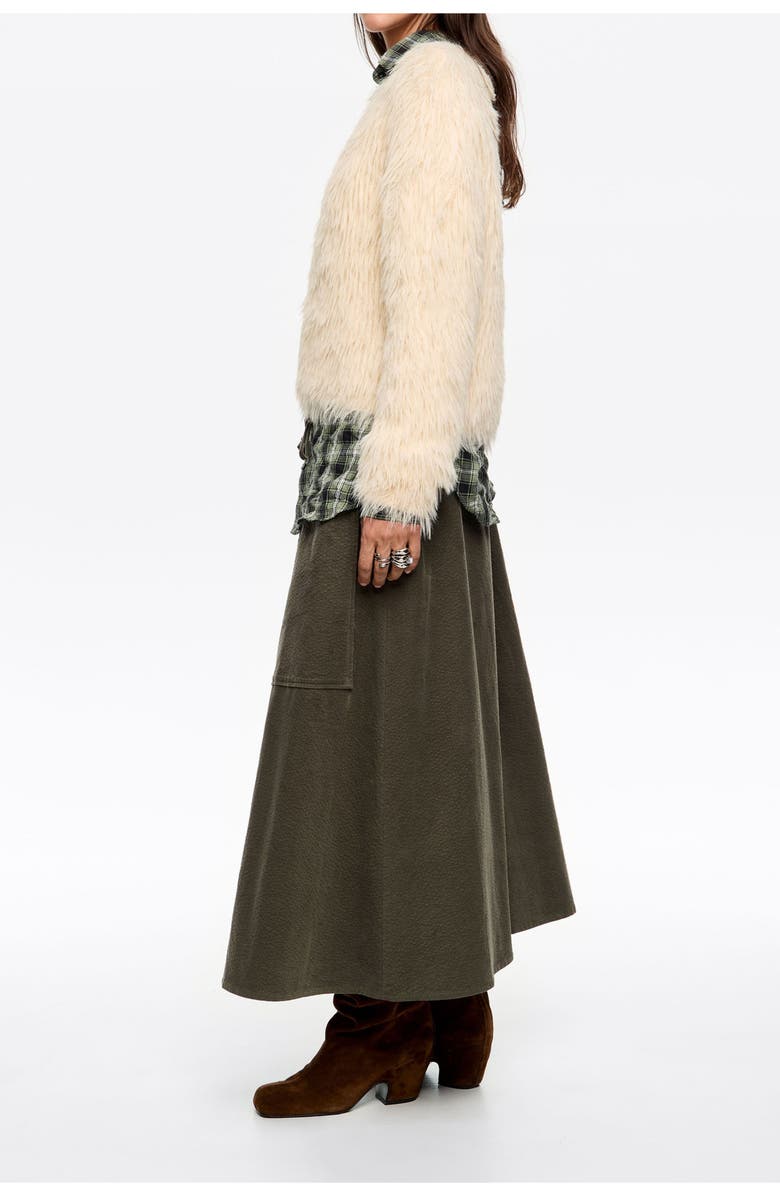 Bimba y Lola Adjustable Waist Midi Skirt, Alternate, color, Khaki